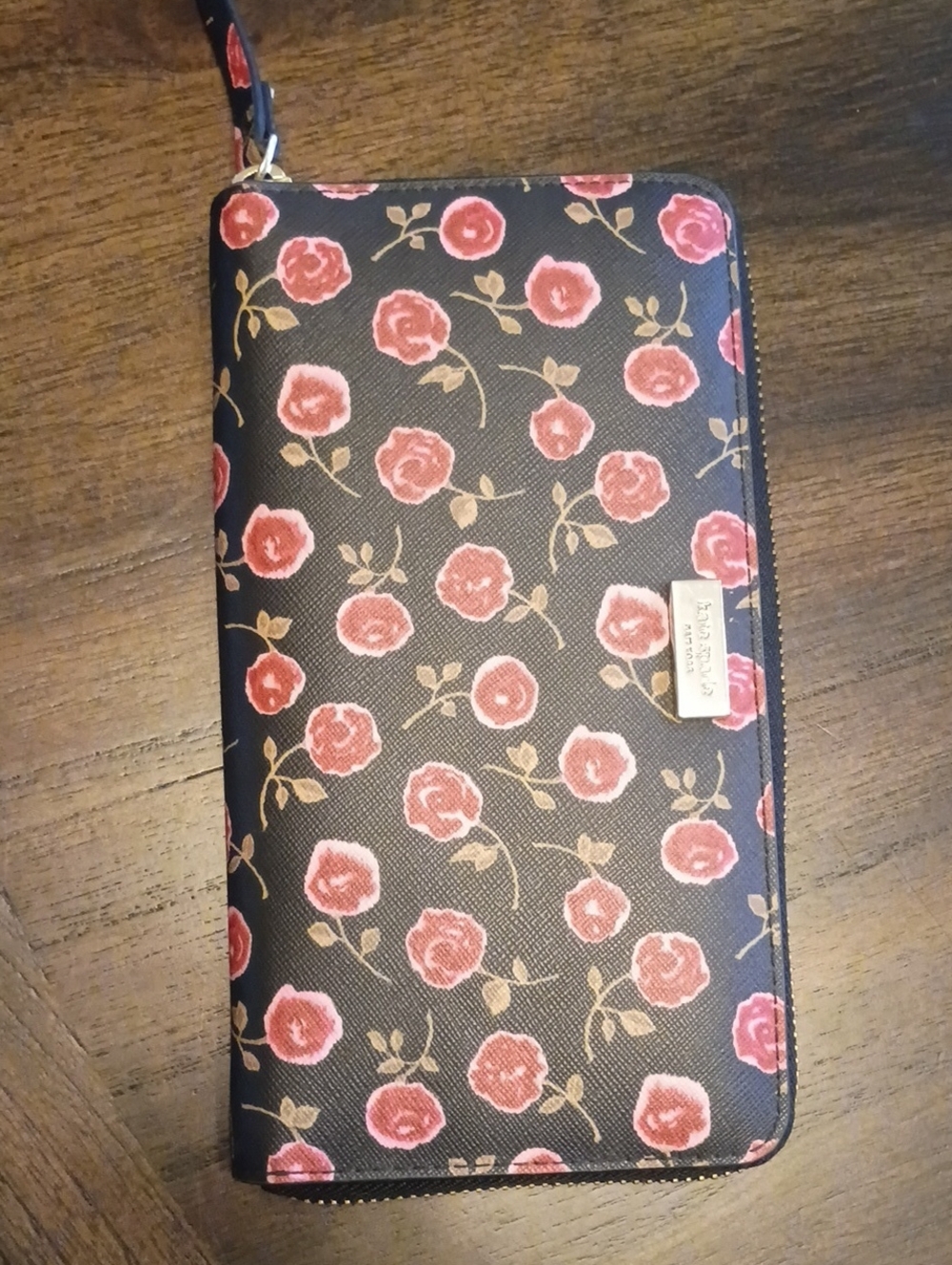 Kate spade roses wallet zip around